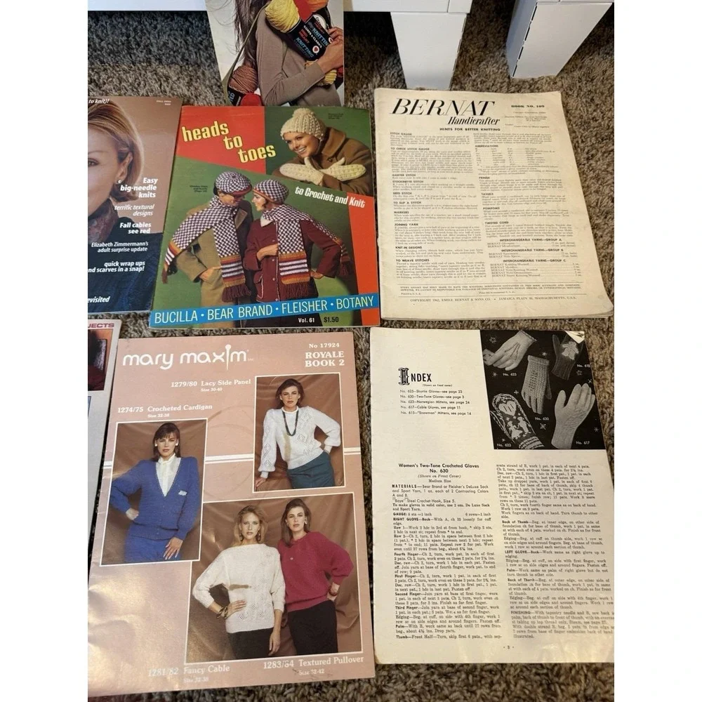 Lot of Vintage Crocheting Knitting‎ Books Patterns and Instructions